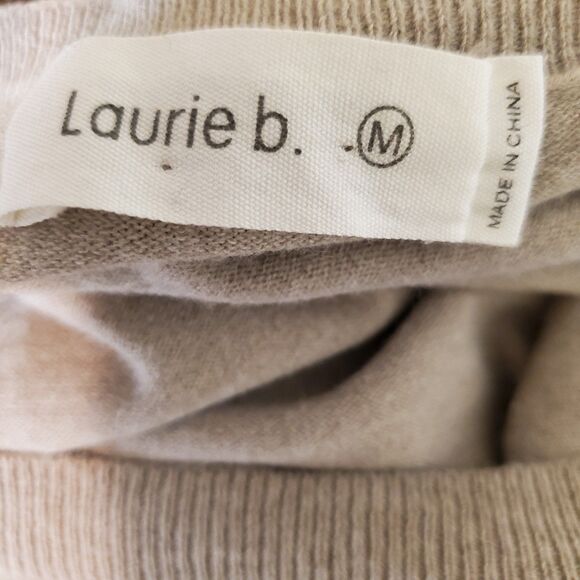 Laurie b. Cotton Pullover Sweater Layered Boatneck Sweater Gray Tan sz M - Picture 4 of 5